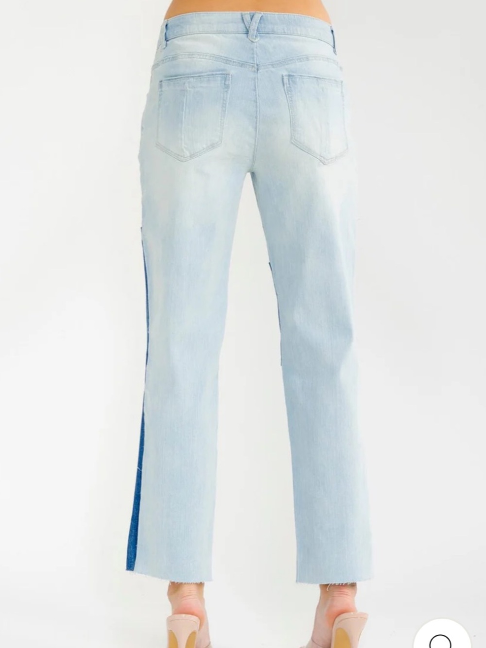 Two Tone Straight Leg Denim Pants - Picture 4 of 4